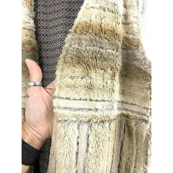 Faux Fur Beige MEDIUM Lining Pattern Open Vest Women's Mystree - Picture 10 of 13